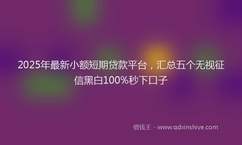 2025年最新小额短期贷款平台，汇总五个无视征信黑白100%秒下口子