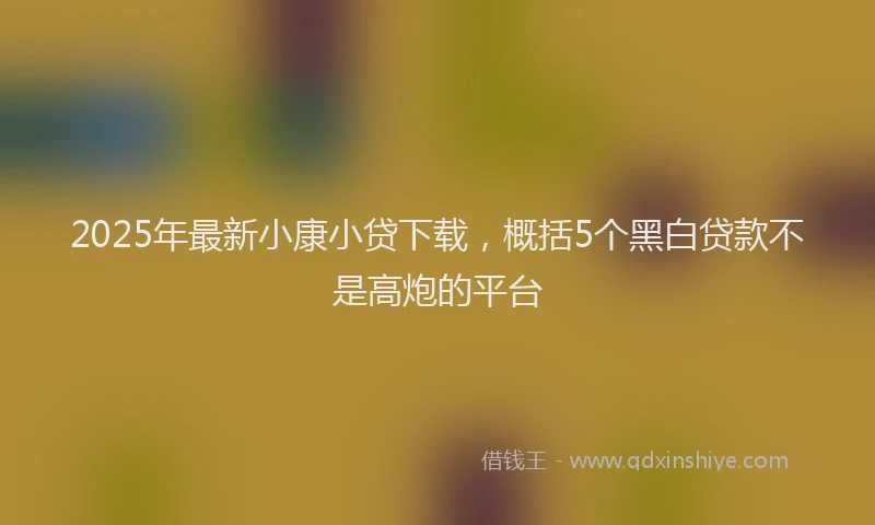 2025年最新小康小贷下载，概括5个黑白贷款不是高炮的平台