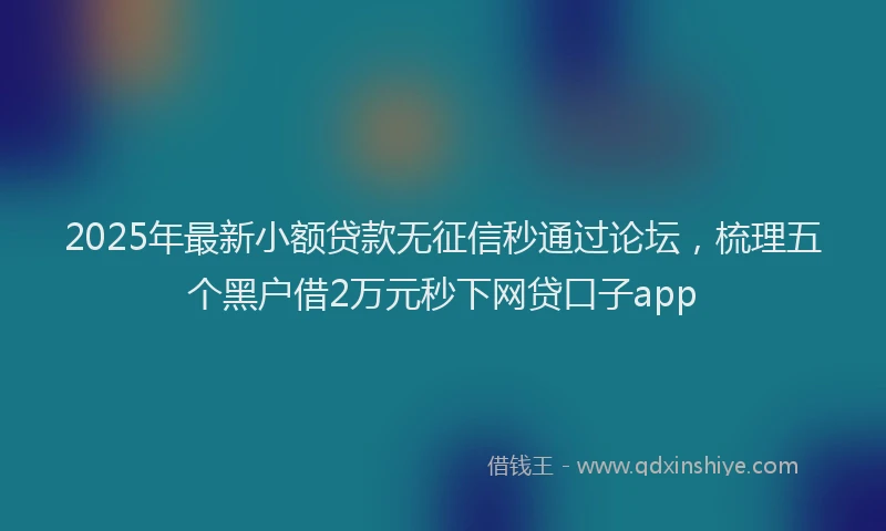 2025年最新小额贷款无征信秒通过论坛，梳理五个黑户借2万元秒下网贷口子app