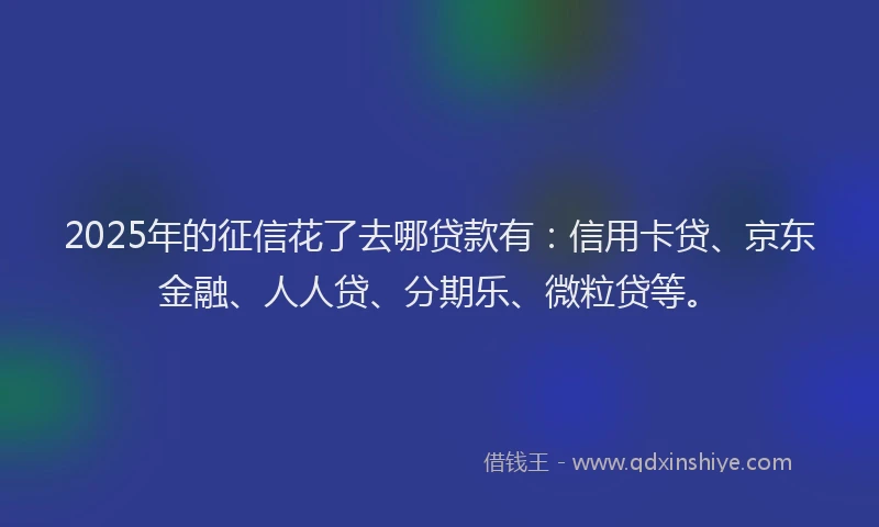 2025年的征信花了去哪贷款有：信用卡贷、京东金融、人人贷、分期乐、微粒贷等。