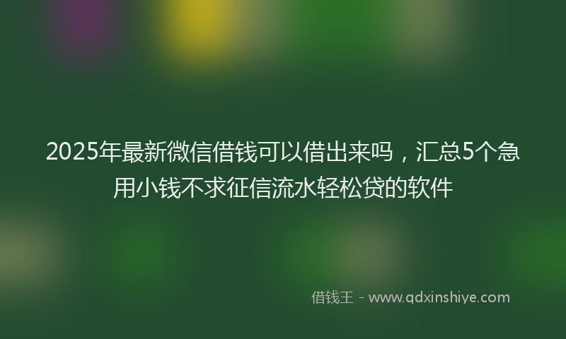 2025年最新微信借钱可以借出来吗，汇总5个急用小钱不求征信流水轻松贷的软件
