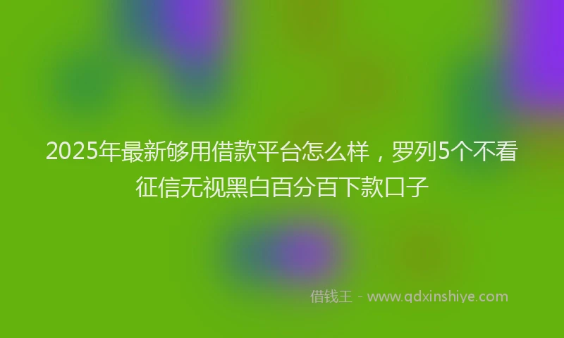 2025年最新够用借款平台怎么样，罗列5个不看征信无视黑白百分百下款口子