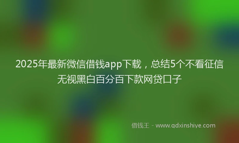 2025年最新微信借钱app下载，总结5个不看征信无视黑白百分百下款网贷口子