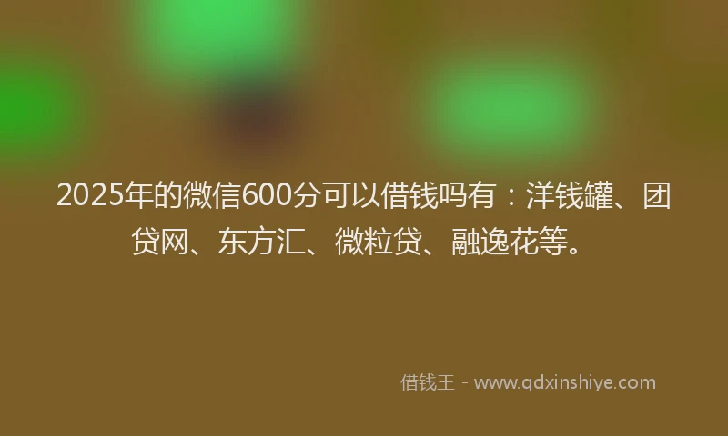 2025年的微信600分可以借钱吗有：洋钱罐、团贷网、东方汇、微粒贷、融逸花等。