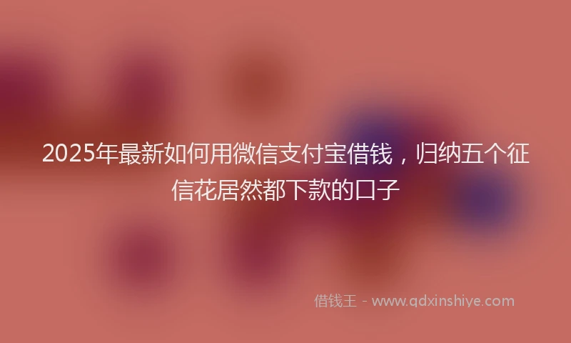 2025年最新如何用微信支付宝借钱，归纳五个征信花居然都下款的口子