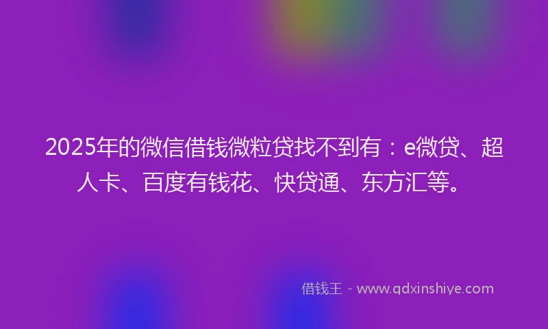2025年的微信借钱微粒贷找不到有：e微贷、超人卡、百度有钱花、快贷通、东方汇等。