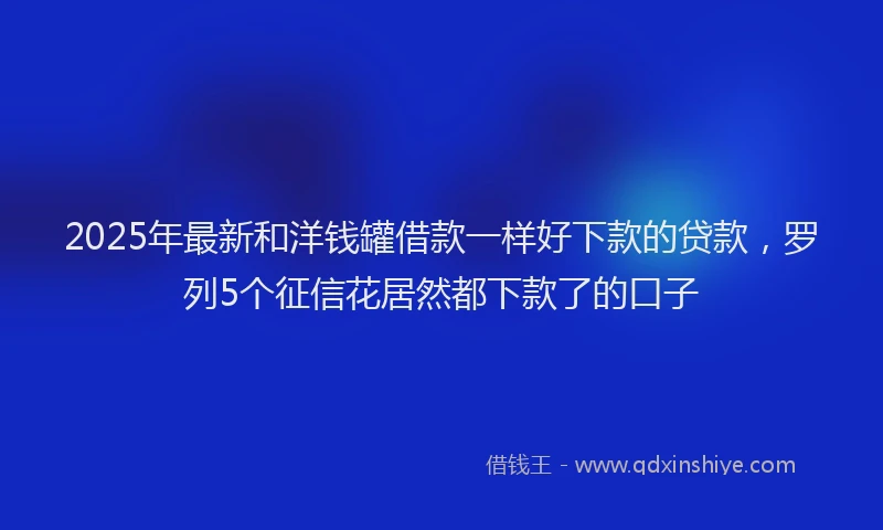 2025年最新和洋钱罐借款一样好下款的贷款，罗列5个征信花居然都下款了的口子