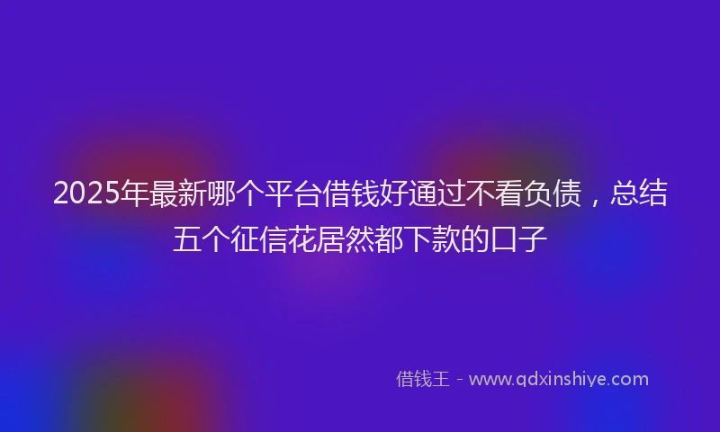 2025年最新哪个平台借钱好通过不看负债，总结五个征信花居然都下款的口子