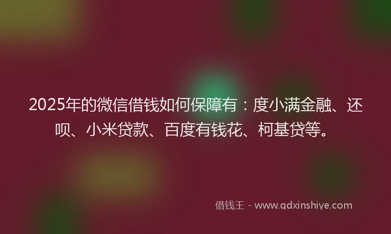 2025年的微信借钱如何保障有：度小满金融、还呗、小米贷款、百度有钱花、柯基贷等。