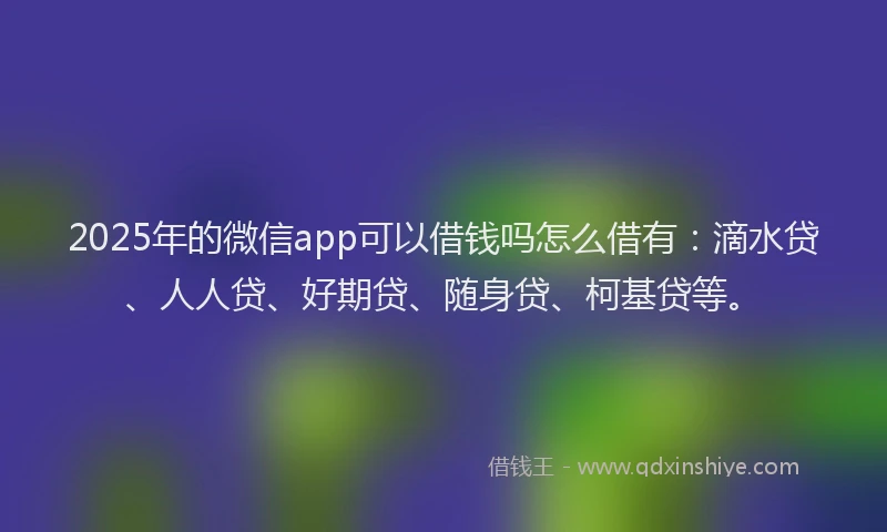 2025年的微信app可以借钱吗怎么借有：滴水贷、人人贷、好期贷、随身贷、柯基贷等。