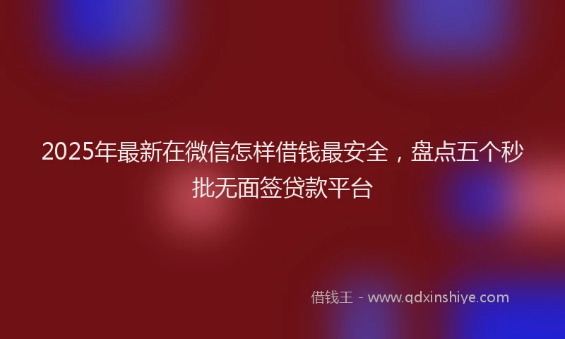 2025年最新在微信怎样借钱最安全，盘点五个秒批无面签贷款平台