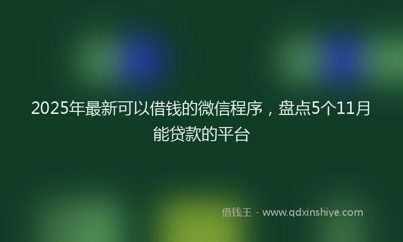 2025年最新可以借钱的微信程序，盘点5个11月能贷款的平台