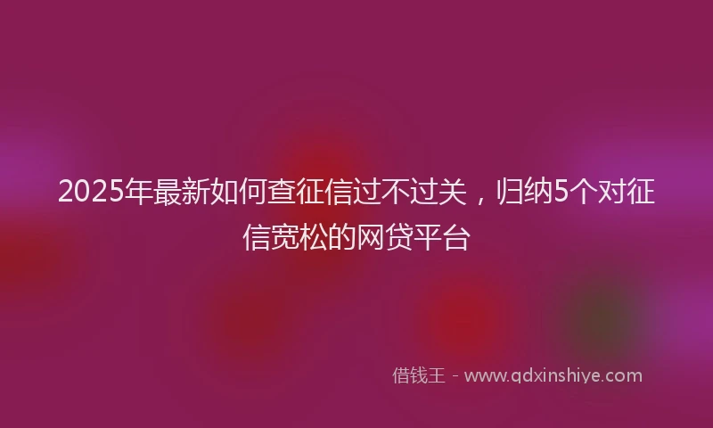2025年最新如何查征信过不过关，归纳5个对征信宽松的网贷平台