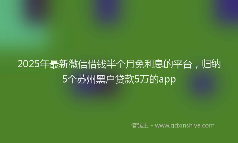 2025年最新微信借钱半个月免利息的平台，归纳5个苏州黑户贷款5万的app