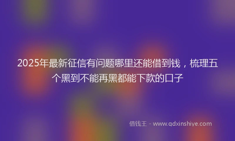 2025年最新征信有问题哪里还能借到钱，梳理五个黑到不能再黑都能下款的口子