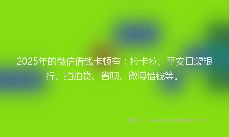 2025年的微信借钱卡顿有：拉卡拉、平安口袋银行、拍拍贷、省呗、微博借钱等。
