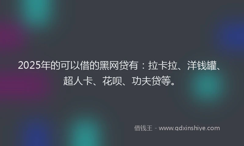 2025年的可以借的黑网贷有：拉卡拉、洋钱罐、超人卡、花呗、功夫贷等。