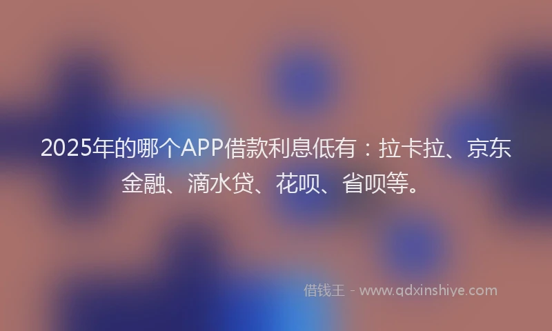 2025年的哪个APP借款利息低有：拉卡拉、京东金融、滴水贷、花呗、省呗等。