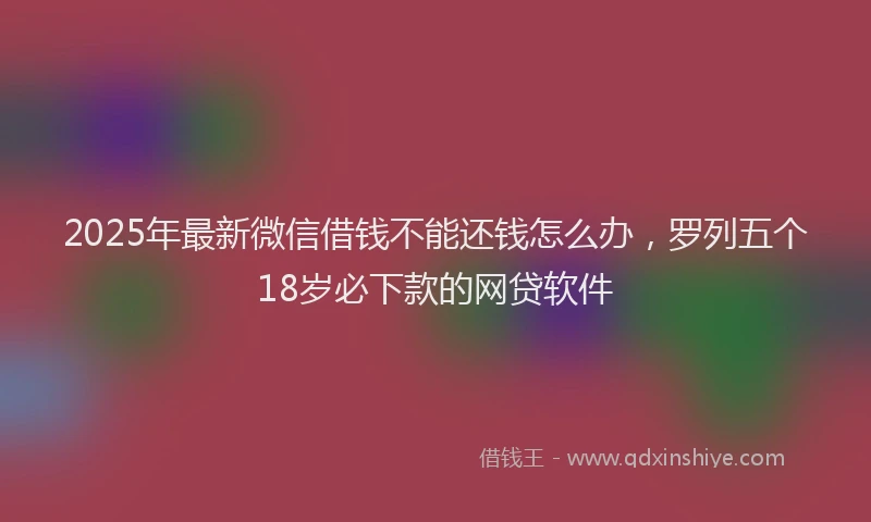 2025年最新微信借钱不能还钱怎么办，罗列五个18岁必下款的网贷软件