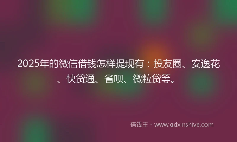 2025年的微信借钱怎样提现有：投友圈、安逸花、快贷通、省呗、微粒贷等。