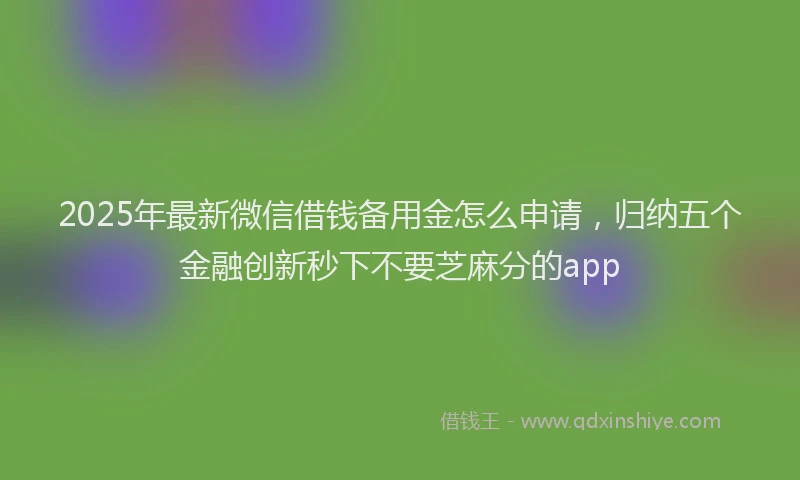 2025年最新微信借钱备用金怎么申请，归纳五个金融创新秒下不要芝麻分的app