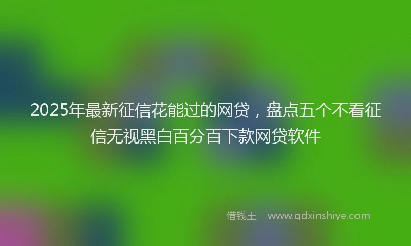 2025年最新征信花能过的网贷，盘点五个不看征信无视黑白百分百下款网贷软件