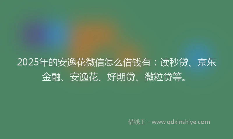 2025年的安逸花微信怎么借钱有：读秒贷、京东金融、安逸花、好期贷、微粒贷等。