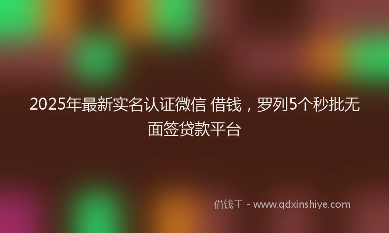 2025年最新实名认证微信 借钱，罗列5个秒批无面签贷款平台