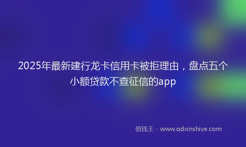 2025年最新建行龙卡信用卡被拒理由，盘点五个小额贷款不查征信的app