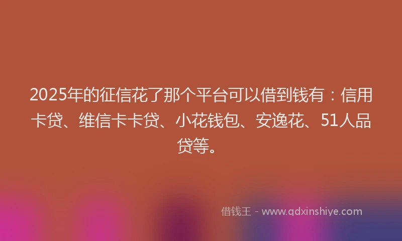 2025年的征信花了那个平台可以借到钱有：信用卡贷、维信卡卡贷、小花钱包、安逸花、51人品贷等。