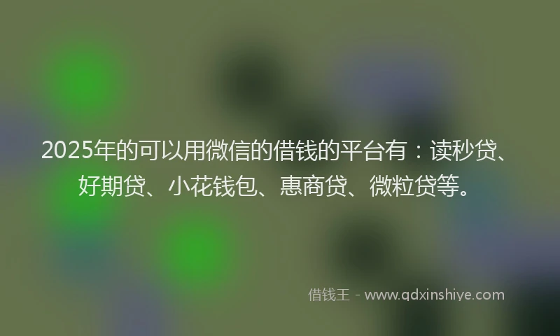 2025年的可以用微信的借钱的平台有：读秒贷、好期贷、小花钱包、惠商贷、微粒贷等。