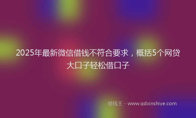 2025年最新微信借钱不符合要求，概括5个网贷大口子轻松借口子