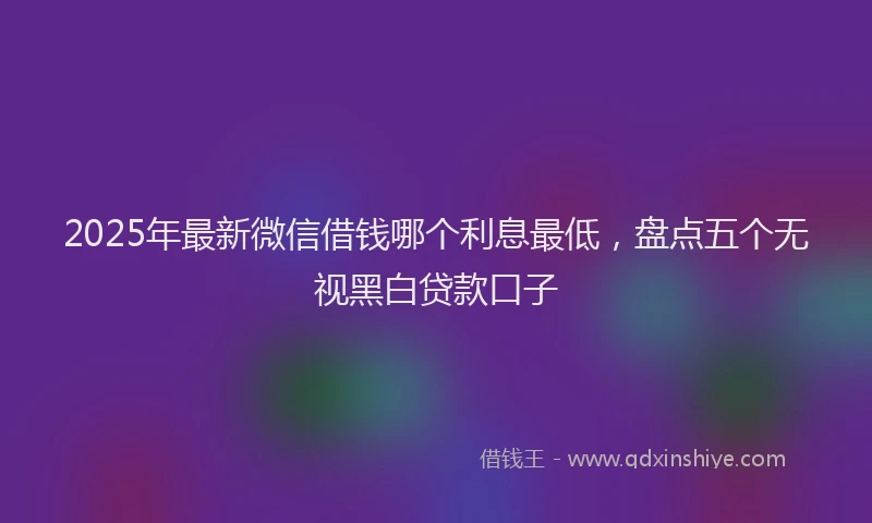 2025年最新微信借钱哪个利息最低，盘点五个无视黑白贷款口子