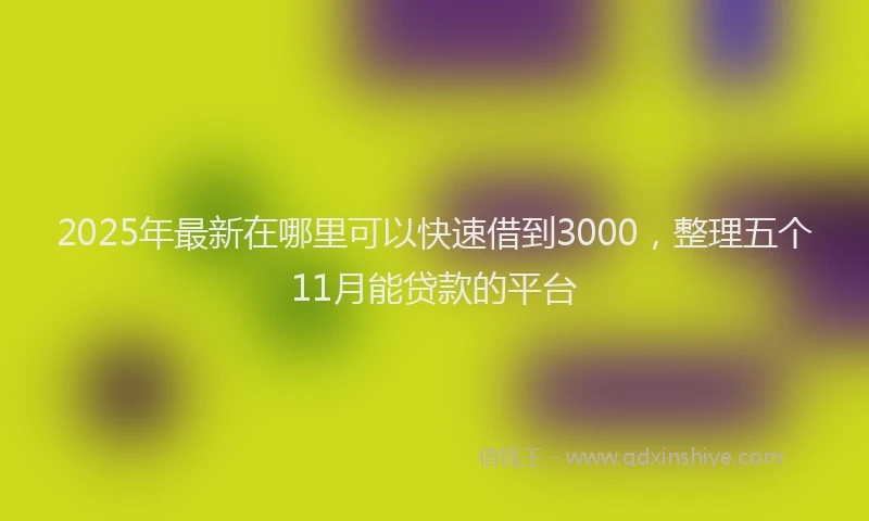2025年最新在哪里可以快速借到3000，整理五个11月能贷款的平台