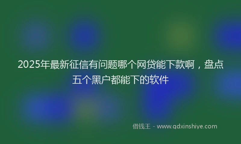 2025年最新征信有问题哪个网贷能下款啊，盘点五个黑户都能下的软件