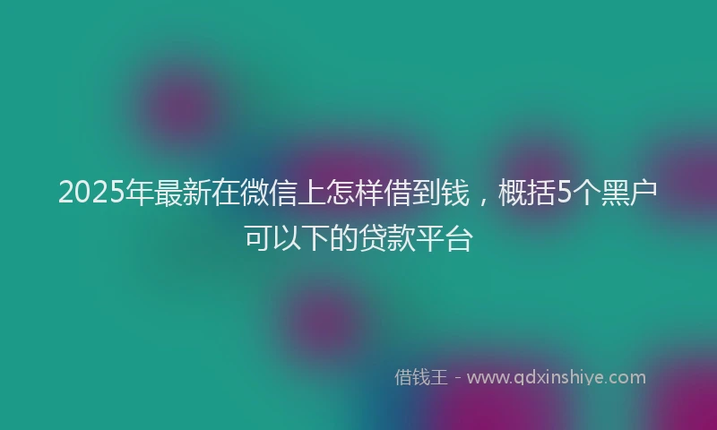 2025年最新在微信上怎样借到钱，概括5个黑户可以下的贷款平台