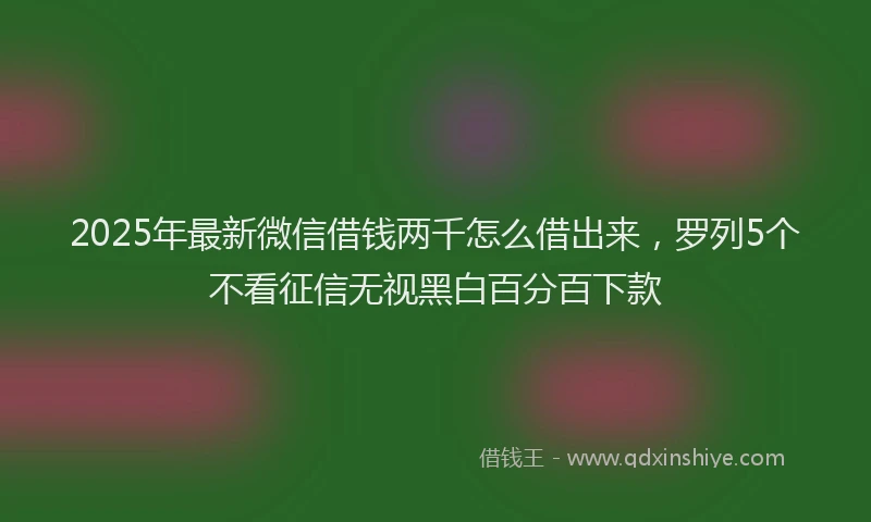 2025年最新微信借钱两千怎么借出来，罗列5个不看征信无视黑白百分百下款