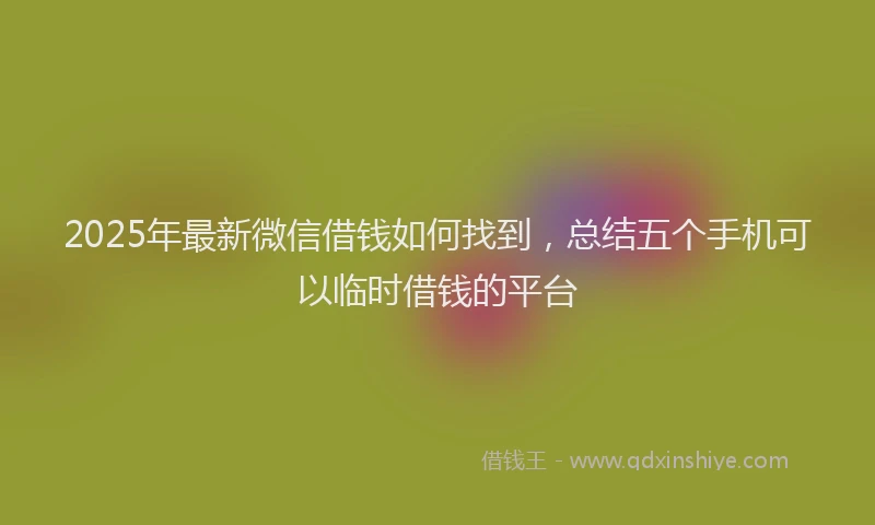 2025年最新微信借钱如何找到，总结五个手机可以临时借钱的平台