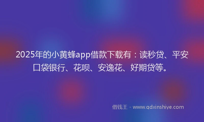 2025年的小黄蜂app借款下载有：读秒贷、平安口袋银行、花呗、安逸花、好期贷等。