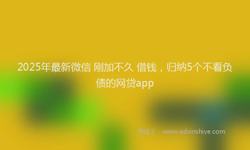 2025年最新微信 刚加不久 借钱，归纳5个不看负债的网贷app