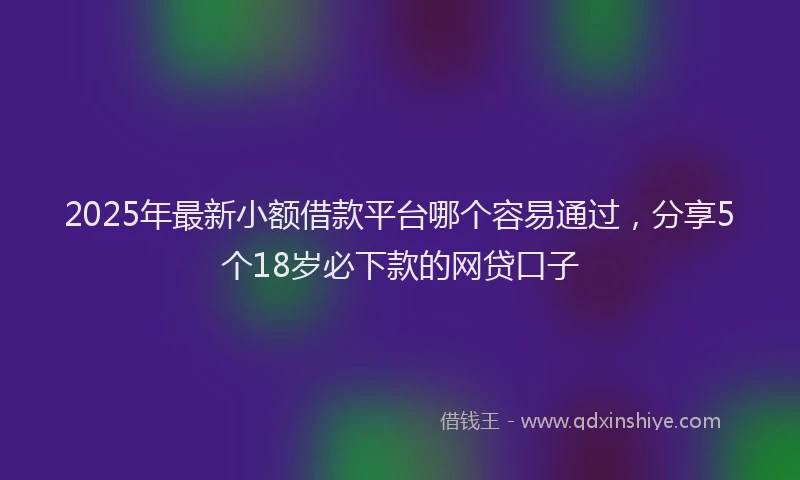 2025年最新小额借款平台哪个容易通过，分享5个18岁必下款的网贷口子