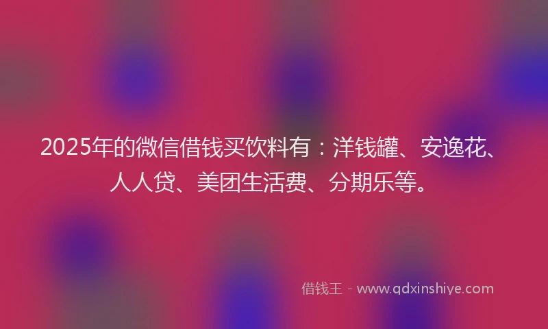2025年的微信借钱买饮料有：洋钱罐、安逸花、人人贷、美团生活费、分期乐等。