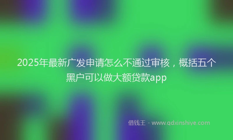 2025年最新广发申请怎么不通过审核，概括五个黑户可以做大额贷款app
