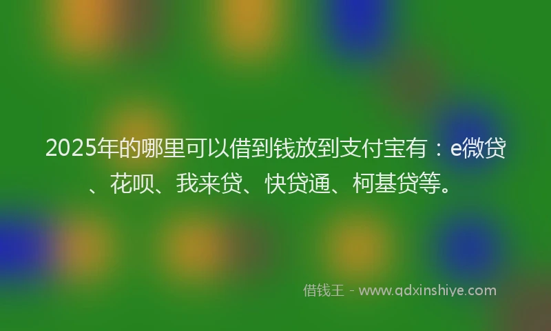 2025年的哪里可以借到钱放到支付宝有：e微贷、花呗、我来贷、快贷通、柯基贷等。