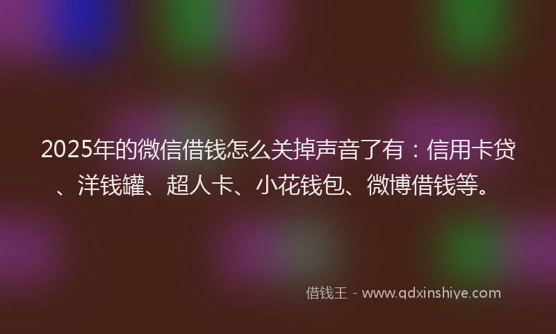 2025年的微信借钱怎么关掉声音了有：信用卡贷、洋钱罐、超人卡、小花钱包、微博借钱等。