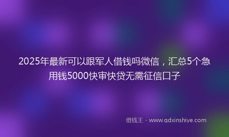 2025年最新可以跟军人借钱吗微信，汇总5个急用钱5000快审快贷无需征信口子