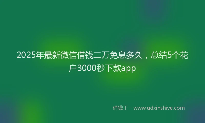 2025年最新微信借钱二万免息多久，总结5个花户3000秒下款app