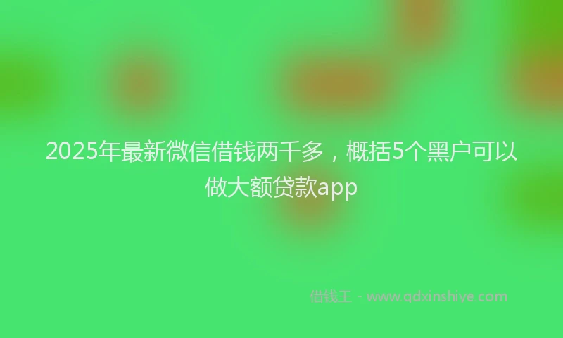 2025年最新微信借钱两千多，概括5个黑户可以做大额贷款app