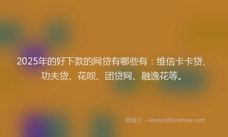 2025年的好下款的网贷有哪些有：维信卡卡贷、功夫贷、花呗、团贷网、融逸花等。