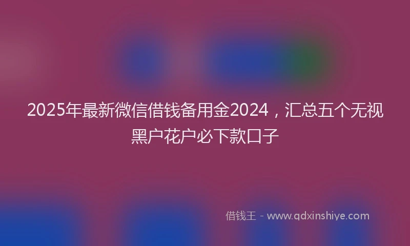 2025年最新微信借钱备用金2024，汇总五个无视黑户花户必下款口子